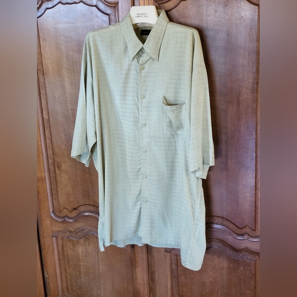 Bugatchi Uomo XXLarge Pale Green Cotton-blend Short Sleeve Shirt - Picture 3 of 7